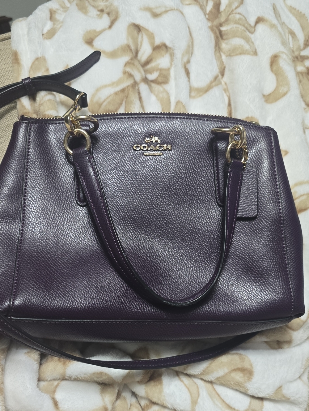 Coach Leather Satchel in Plum with Gold Hardware